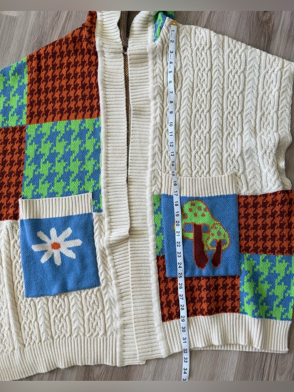Urban Outfitters Kali Knit Throwover Poncho, Patchwork Cape - Picture 5 of 13